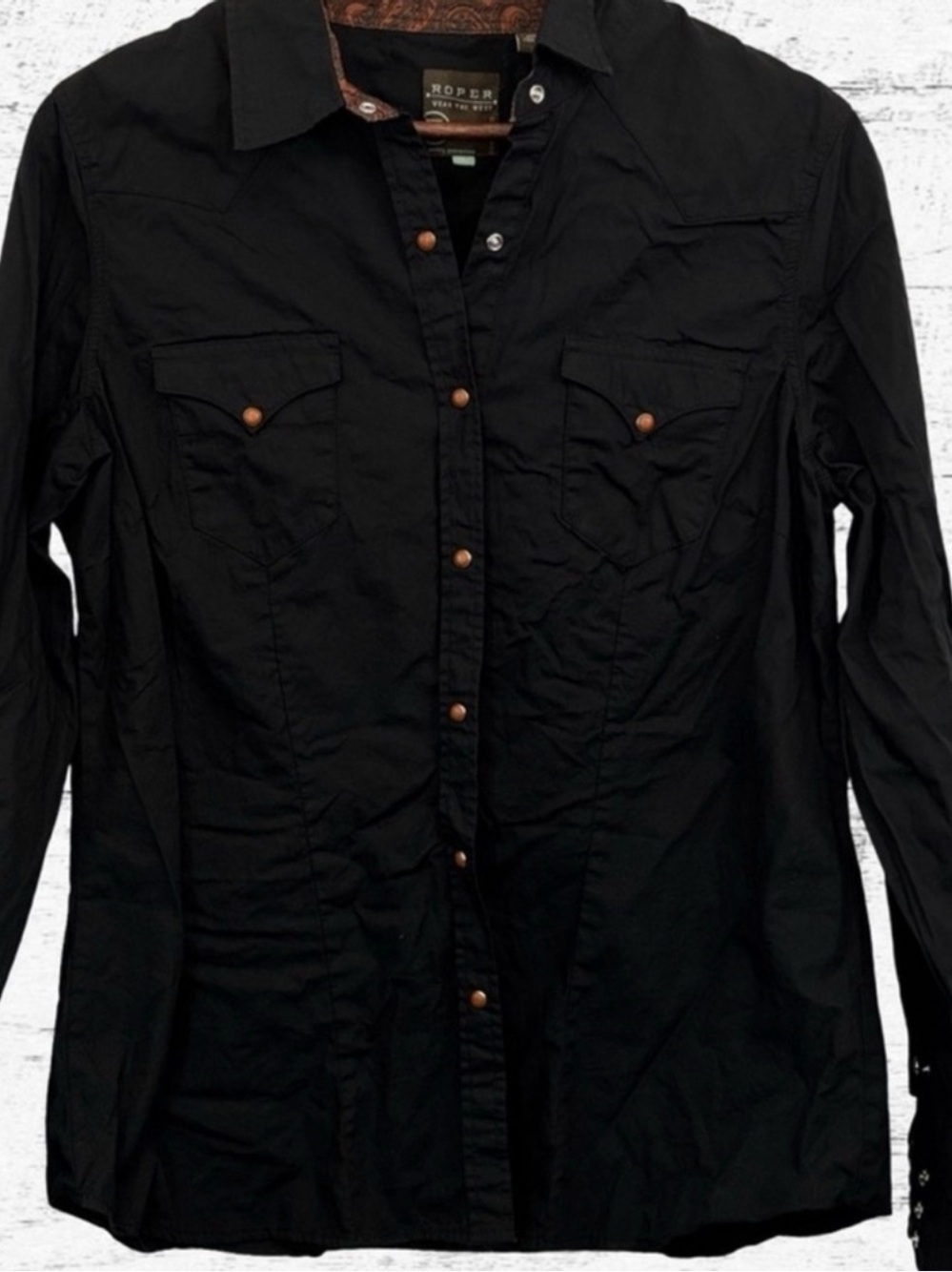 Roper Men’s Black Long-Sleeve Western Button-Front Shirt